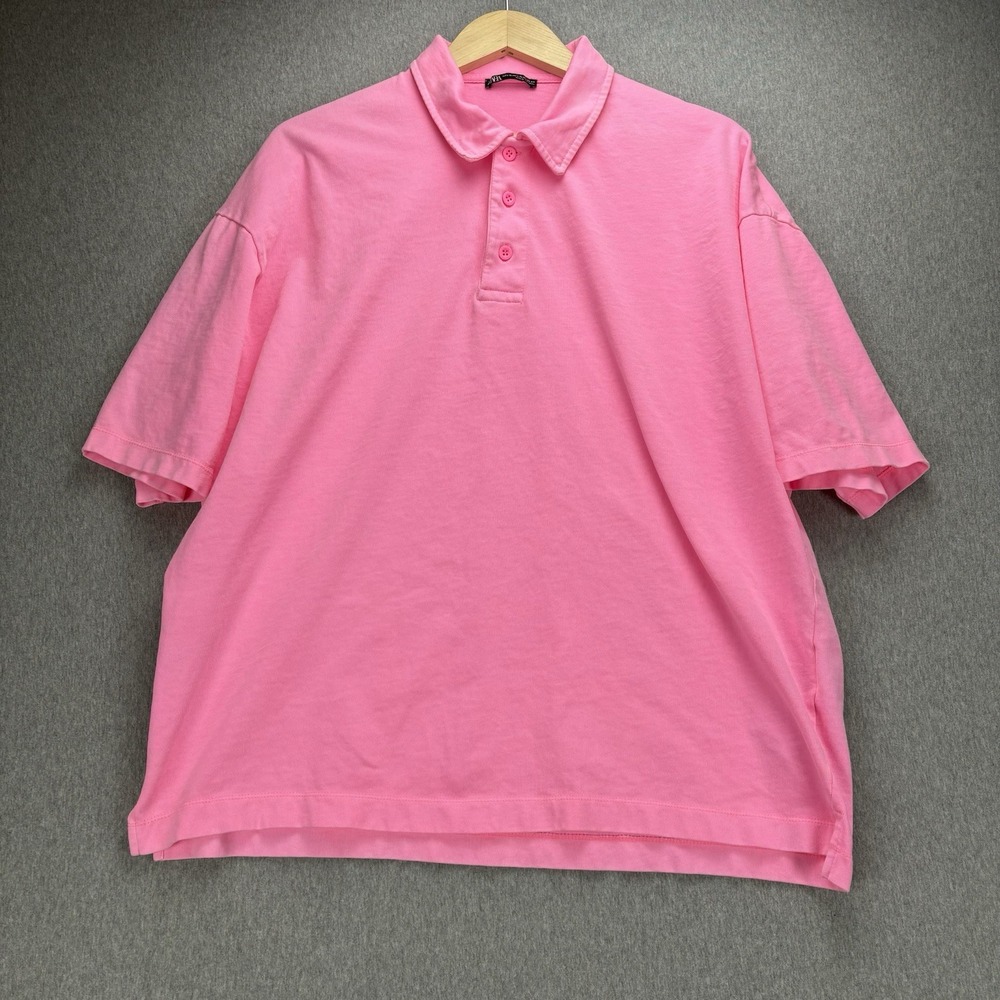 Zara Polo Men's L-XL Pink Short Sleeve Golf Shirt Performance Oversized Summer‎